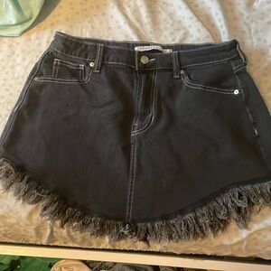 celebrity pink black denim skirt